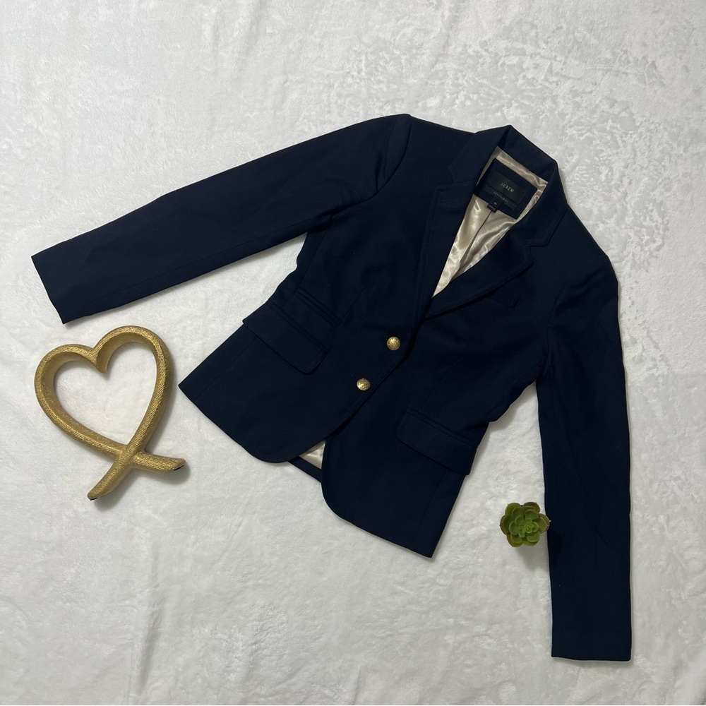 J. Crew Dark Blue Blazer with Gold Accents